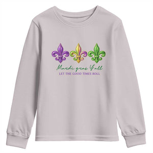 Mardi Gras Youth Sweatshirt Let The Good Time Roll TS14 Ice Gray Print Your Wear