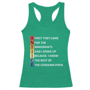 First They Came for The Immigrants Racerback Tank Top Sarcastic Immigration Rights Protest TS14 Irish Green Print Your Wear