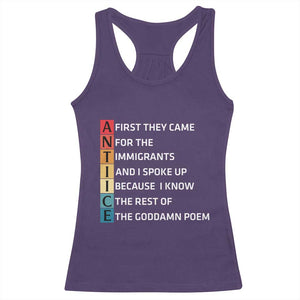 First They Came for The Immigrants Racerback Tank Top Sarcastic Immigration Rights Protest TS14 Purple Print Your Wear