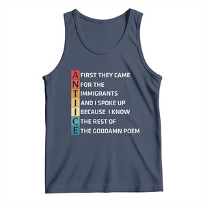 First They Came for The Immigrants Tank Top Sarcastic Immigration Rights Protest TS14 Navy Print Your Wear