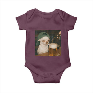Funny Chihuahua St Patricks Day Meme Baby Onesie Chihuahua Smoking Irish Beer Lover TS14 Maroon Print Your Wear