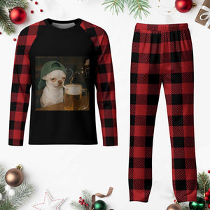 Funny Chihuahua St Patricks Day Meme Plaid Pajama Set Chihuahua Smoking Irish Beer Lover TS14 Buffalo Plaid Print Your Wear
