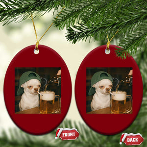 Funny Chihuahua St Patricks Day Meme Ceramic Ornament Chihuahua Smoking Irish Beer Lover TS14 Print Your Wear