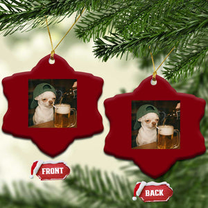 Funny Chihuahua St Patricks Day Meme Ceramic Ornament Chihuahua Smoking Irish Beer Lover TS14 Print Your Wear
