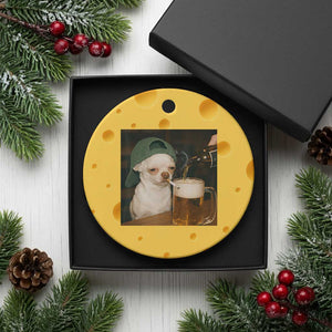 Funny Chihuahua St Patricks Day Meme Ceramic Ornament Chihuahua Smoking Irish Beer Lover TS14 1pc Yellow Cheese Print Your Wear