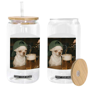 Funny Chihuahua St Patricks Day Meme Glass Can Chihuahua Smoking Irish Beer Lover TS14 Print Your Wear