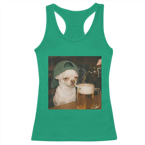 Funny Chihuahua St Patricks Day Meme Racerback Tank Top Chihuahua Smoking Irish Beer Lover TS14 Irish Green Print Your Wear