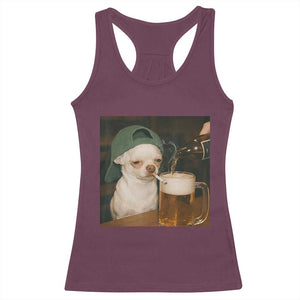 Funny Chihuahua St Patricks Day Meme Racerback Tank Top Chihuahua Smoking Irish Beer Lover TS14 Maroon Print Your Wear