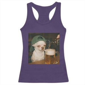 Funny Chihuahua St Patricks Day Meme Racerback Tank Top Chihuahua Smoking Irish Beer Lover TS14 Purple Print Your Wear