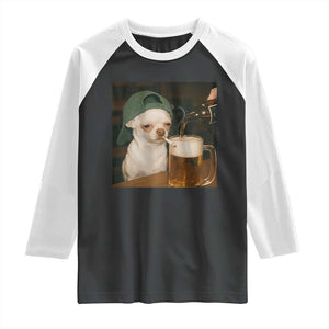 Funny Chihuahua St Patricks Day Meme Raglan Shirt Chihuahua Smoking Irish Beer Lover TS14 Black White Print Your Wear