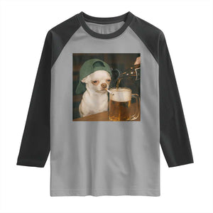 Funny Chihuahua St Patricks Day Meme Raglan Shirt Chihuahua Smoking Irish Beer Lover TS14 Sport Gray Black Print Your Wear