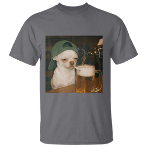Funny Chihuahua St Patricks Day T Shirt - Chihuahua Smoking Irish Beer Lover Meme Humor Tee TS14 Charcoal Print Your Wear