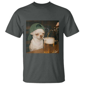 Funny Chihuahua St Patricks Day T Shirt - Chihuahua Smoking Irish Beer Lover Meme Humor Tee TS14 Dark Heather Print Your Wear
