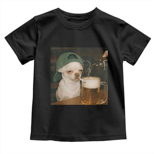 Funny Chihuahua St Patricks Day Meme Toddler T Shirt Chihuahua Smoking Irish Beer Lover TS14 Black Print Your Wear