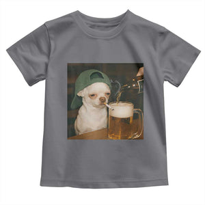 Funny Chihuahua St Patricks Day Meme Toddler T Shirt Chihuahua Smoking Irish Beer Lover TS14 Charcoal Print Your Wear