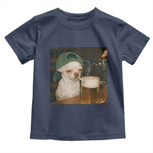 Funny Chihuahua St Patricks Day Meme Toddler T Shirt Chihuahua Smoking Irish Beer Lover TS14 Navy Print Your Wear