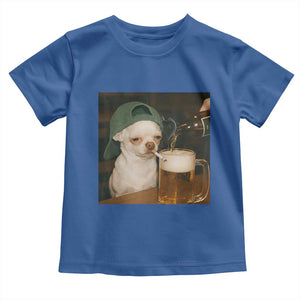 Funny Chihuahua St Patricks Day Meme Toddler T Shirt Chihuahua Smoking Irish Beer Lover TS14 Royal Blue Print Your Wear