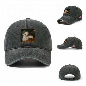 Funny Chihuahua St Patricks Day Meme Washed Cotton Baseball Cap Chihuahua Smoking Irish Beer Lover TS14 Washed Cap Universal Fit Dark Green Print Your Wear