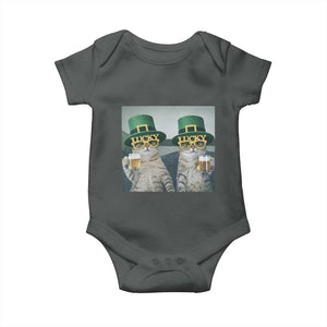 Funny St Patricks Day Cats Drinking Beer Meme Baby Onesie TS14 Dark Heather Print Your Wear