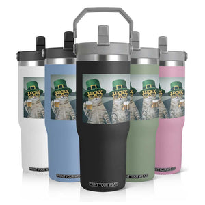 Funny St Patricks Day Cats Drinking Beer Meme Flip Straw Tumbler TS14 Print Your Wear