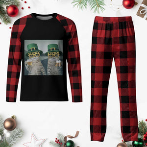 Funny St Patricks Day Cats Drinking Beer Meme Plaid Pajama Set TS14 Buffalo Plaid Print Your Wear