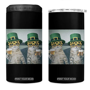 Funny St Patricks Day Cats Drinking Beer Meme 4 in 1 Can Cooler Tumbler TS14 One Size: 16 oz Black Print Your Wear