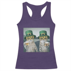 Funny St Patricks Day Cats Drinking Beer Meme Racerback Tank Top TS14 Purple Print Your Wear