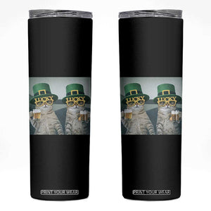 Funny St Patricks Day Cats Drinking Beer Meme Skinny Tumbler TS14 Black Print Your Wear
