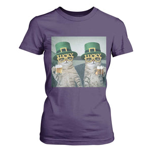 Funny St Patricks Day Cats Drinking Beer Meme T Shirt For Women TS14 Purple Print Your Wear