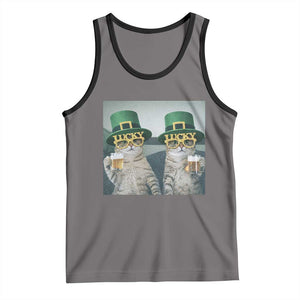 Funny St Patricks Day Cats Drinking Beer Meme Tank Top TS14 Deep Heather Black Print Your Wear