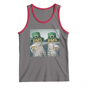 Funny St Patricks Day Cats Drinking Beer Meme Tank Top TS14 Deep Heather Red Print Your Wear