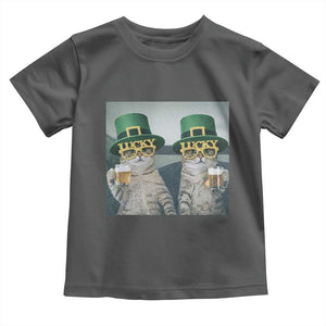 Funny St Patricks Day Cats Drinking Beer Meme Toddler T Shirt TS14 Dark Heather Print Your Wear