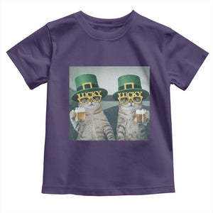Funny St Patricks Day Cats Drinking Beer Meme Toddler T Shirt TS14 Purple Print Your Wear