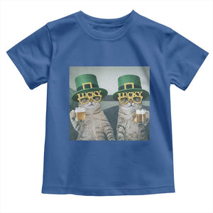 Funny St Patricks Day Cats Drinking Beer Meme Toddler T Shirt TS14 Royal Blue Print Your Wear