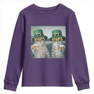 Funny St Patricks Day Cats Drinking Beer Meme Youth Sweatshirt TS14 Purple Print Your Wear