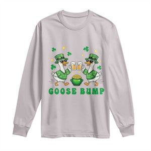 Funny St Patricks Day Goose Drinking Beer Long Sleeve Shirt Goose Bump TS14 Ice Gray Print Your Wear