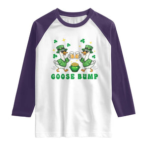 Funny St Patricks Day Goose Drinking Beer Raglan Shirt Goose Bump TS14 White Purple Print Your Wear