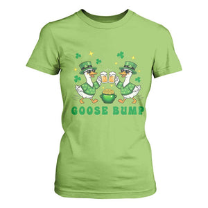 Funny St Patricks Day Goose Drinking Beer T Shirt For Women Goose Bump TS14 Lime Print Your Wear