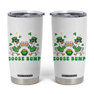 Funny St Patricks Day Goose Drinking Beer Tumbler Cup Goose Bump TS14 White Print Your Wear