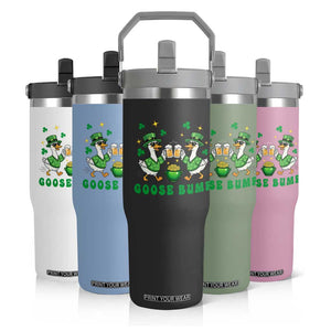 Funny St Patricks Day Goose Drinking Beer Flip Straw Tumbler Goose Bump TS14 Print Your Wear