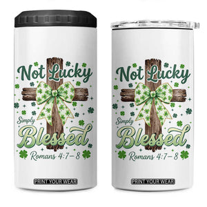 Shamrock Cross Irish St Patrick's Day 4 in 1 Can Cooler Tumbler Not Lucky Simply Blessed TS14 One Size: 16 oz White Print Your Wear