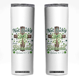 Shamrock Cross Irish St Patrick's Day Skinny Tumbler Not Lucky Simply Blessed TS14 White Print Your Wear