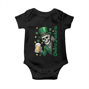 Cheers Fuckers St Patricks Day Baby Onesie Funny Skeleton Drinking Beer TS14 Black Print Your Wear