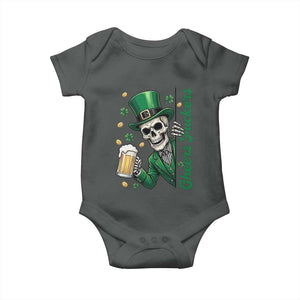 Cheers Fuckers St Patricks Day Baby Onesie Funny Skeleton Drinking Beer TS14 Dark Heather Print Your Wear