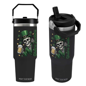 Cheers Fuckers St Patricks Day Flip Straw Tumbler Funny Skeleton Drinking Beer TS14 One Size: 30 oz Black Print Your Wear