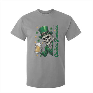 Cheers Fuckers St Patricks Day T Shirt For Kid Funny Skeleton Drinking Beer TS14 Sport Gray Print Your Wear