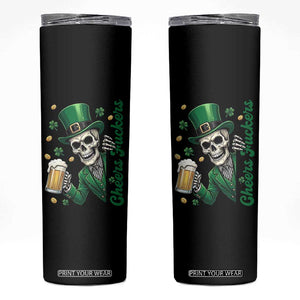 Cheers Fuckers St Patricks Day Skinny Tumbler Funny Skeleton Drinking Beer TS14 Black Print Your Wear