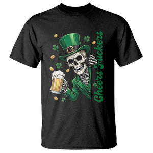 Cheers Fuckers St Patricks Day T Shirt Funny Skeleton Drinking Beer TS14 Black Print Your Wear