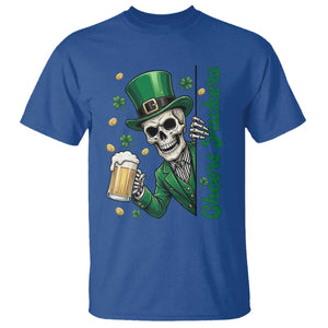 Cheers Fuckers St Patricks Day T Shirt Funny Skeleton Drinking Beer TS14 Royal Blue Print Your Wear