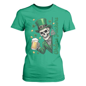Cheers Fuckers St Patricks Day T Shirt For Women Funny Skeleton Drinking Beer TS14 Irish Green Print Your Wear